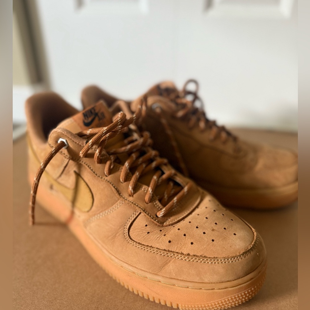 Nike Air Force 1 Low Wheat Suede Sneakers - Picture 2 of 6